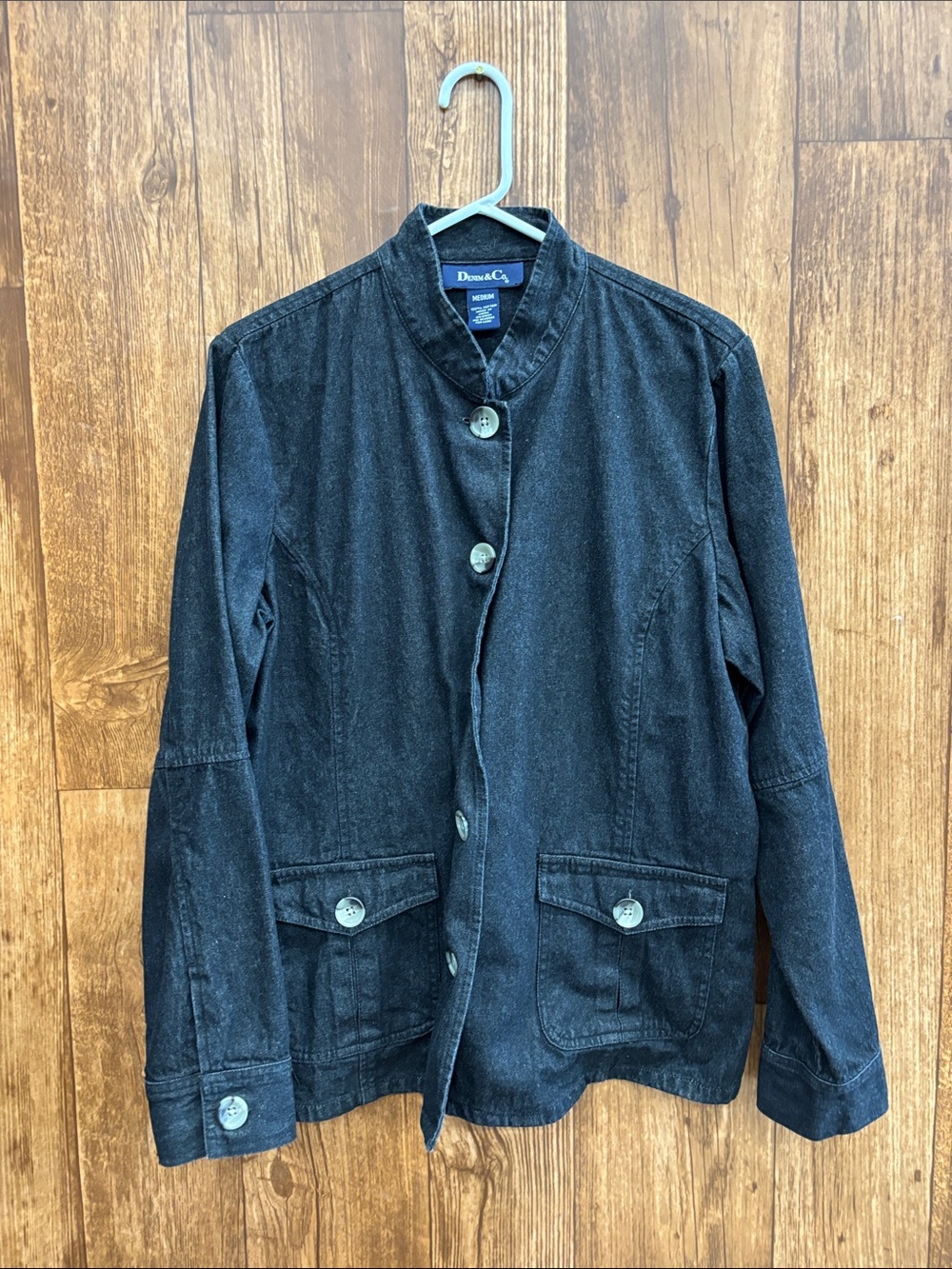 Denim&Co Black Lightweight Button-Front Shirt Jacket